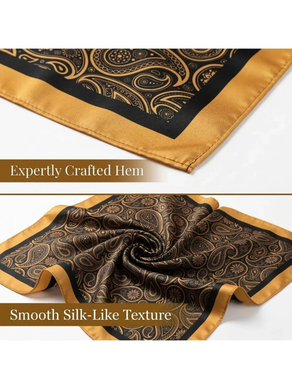 Vintage Western Silk Scarf Set - 4 Pcs Paisley Bandana Neckerchiefs for Men